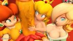 3_girls clothed_female_nude_female dress nude nude_female princess_daisy princess_peach rosalina wonster-chan