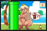 areolae big_breasts bikini breasts cleavage creambee_(artist) dark_skin erect_nipples ganguro nipples princess_peach super_mario_bros. swimsuit