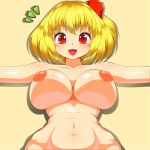  areola big_breasts blonde blonde_hair breasts huge_breasts large_breasts looking_at_viewer nude on_back red_eyes rumia short_hair touhou tsurara0128 