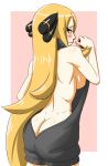 ass ass_crack backless_outfit bare_back blonde_hair blush butt_crack creatures_(company) cynthia_(pokemon) game_freak hair_over_one_eye hentai-foundry holding_poke_ball huge_breasts humans_of_pokemon long_hair looking_at_viewer looking_back looking_over_shoulder naked_sweater nintendo no_bra no_panties poke_ball pokemon pokemon_(anime) pokemon_(game) pokemon_black_2_&_white_2 pokemon_black_and_white pokemon_bw pokemon_bw2 pokemon_diamond_pearl_&_platinum pokemon_dppt pokemon_sm ribbed_sweater shirona_(pokemon) sideboob sweater vdia_(artist) virgin_killer_sweater