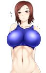 1girl alluring brown_eyes brown_hair do_konjouuo erect_nipples_under_clothes kazama_asuka naked_from_the_waist_down namco sports_bra tekken tekken_5_dark_resurrection