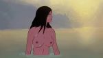 1girl black_hair breasts female_only fire_and_ice gif long_hair nipples nude nude_female screencap swimming teegra topless topless_female water