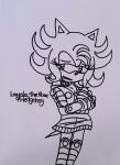  covering_breasts embarrassed ink layala_the_rose_hedgehog monochrome nervous original original_character pinkiegurlz sega sonic_(series) 