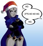 big_breasts breasts christmas dc dc_comics leotard raven_(dc) ravenravenraven santa_hat teen_titans