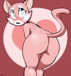 1girl 1girl 2017 anthro ass blush cat feline fur furry mammal mimicp nude open_mouth pink_fur presenting pussy shima_luan super_planet_dolan