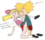 1_female 1_male 1boy 1girl 2_humans arnold_shortman blonde_hair blue_eyes blush clothed dialog duo english_text erection female female_human female_teen hair hairless_pussy helga_pataki hey_arnold! human human/human human_only kneel male male/female male_human male_teen no_panties penis raised_leg sex spread_legs teen text urielmanx7 vaginal vaginal_penetration