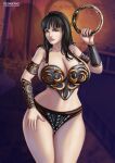  1girl alluring armor big_breasts black_hair female_focus female_only flowerxl midriff xena xena_warrior_princess 