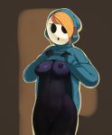 big_breasts breasts female fridge_(artist) genderswap mask nipples nude pussy shy_gal shy_guy solo super_mario_bros. tease