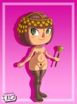 1boy animal_crossing animal_crossing_boy breasts brown_hair egyptian green_eyes jackintaro nude pussy pussy_hair scepter stockings villager_(animal_crossing)