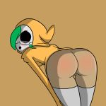 ass big_ass big_breasts bottomless breasts genderswap glasses looking_at_viewer looking_back mask pussy shy_gal shy_guy super_mario_bros. tease