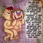 1boy 1girl 2016 6_nipples animal_crossing animal_crossing_girl furry hentai human nipples peggy_(animal_crossing) pig piggy red_hair short_hair