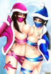  2_girls alluring christmas christmas_outfit female_only kitana midway_games mileena mortal_kombat mortal_kombat_4 mortal_kombat_armageddon mortal_kombat_deadly_alliance mortal_kombat_deception mortal_kombat_ii naked_ribbon ribbon ultimate_mortal_kombat_3 windbelow 