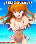  1girl asuka_langley_souryuu bikini evangelion fanart female_only happy_female 