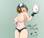  baseball_cap big_breasts black_panties breasts curious egg erect_nipples female_protagonist_(pokemon_go) fingerless_gloves hat hatching hentai-foundry large_breasts panties pokemon pokemon_(game) pokemon_egg pokemon_go raised_eyebrow sharpsmirk topless watching 