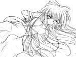  1girl bdsm bondage bound danshaku female fujiwara_no_mokou monochrome solo topless touhou 