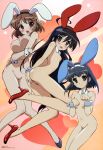  3girls absurdres aizawa_sumie animal_ears bunny_ears fumina_konoe high_heels highres kazumi_yoshida konoe_fumina multiple_girls nude nude_filter photoshop shakugan_no_shana shana shoes uncensored yoshida_kazumi 