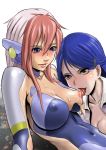  2girls bad_id birdy_cephon_altirra blue_eyes blue_hair blush breast_slip breasts brown_eyes licking long_hair mamedanuki multicolored_hair multiple_girls nakasugi_sayaka nipple_lick nipple_licking nipples one_breast_out pink_hair saliva tetsuwan_birdy tetsuwan_birdy_decode tongue two-tone_hair yuri 