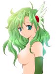 1girl breasts elbow_gloves final_fantasy final_fantasy_iv gloves green_eyes green_hair harapeko long_hair nipples nude rydia simple_background solo