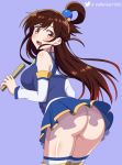  1girl alternate_costume aqua_(konosuba) ass big_ass cosplay dress impossible_clothes kanojo_okarishimasu kono_subarashii_sekai_ni_shukufuku_wo! minidress mizuhara_chizuru revealing_clothes 