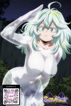 1girl 1girl 1girl ahoge ai_generated big_breasts bodysuit breasts bush cleavage closed_mouth clothing collarbone covered_navel forest green_eyes green_hair hair_between_eyes littlehentai looking_at_viewer medium_hair messy_hair my_hero_academia nature night night_sky outside savitar savitar_(artist) sky star_(sky) thick_eyelashes tree v white_bodysuit