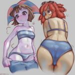 1girl ass bikini bikini_top blush breasts glitch_productions gooseworx pomni_(the_amazing_digital_circus) ragatha_(the_amazing_digital_circus) sweat tagme_(artist) tagme_(source) the_amazing_digital_circus undressing