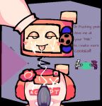 1girl 2025 absurd_res apron apron_only background_characters big_breasts blush blush_lines breasts caretaker chef_hat civilian_(die_of_death) coil cookie cookieware cum cum_on_breasts cum_on_face cum_on_tongue curvy dialogue die_of_death english_text eyeshadow female_focus gear grey_skin hat high_res hyaranja1 looking_at_viewer loveshot machine nipples orange_body oven penis pubic_hair puffy_nipples red_nipples revolver_(die_of_death) roblox roblox_game robot robot_girl robot_humanoid screen_face seductive_look seductive_smile smile text tongue_out toque toque_blanche