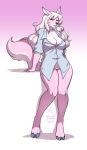  1girl 1girl anthro bottomless breasts canine clothed clothing furry kittydee looking_at_viewer mammal pussy slightly_chubby smile standing 