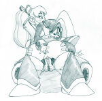 armor armored_boots ass bass_(mega_man) bean_bag_chair black_armor blush capelet clenched_teeth clothes_lift crot_(artist) dress_lift fingering_anus from_behind grabbing_another's_ass hair_over_shoulder hair_ribbon helmet high_ponytail knee_boots knee_pads kneepads long_eyelashes long_hair long_sleeves mechanical_boots mega_man mega_man_(series) monochrome open_mouth pleasure_face ponytail raised_eyebrows ribbon riding_penis robot_joints robot_penis roll_(rockman) short_dress shoulder_armor sidelocks signature simple_background sketch spread_legs upper_teeth_only white_background