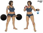  avatar:_the_last_airbender barbell big_breasts breasts cleavage dark-skinned_female dark_skin female futanari korra lifting_weights mrpotatoparty penis solo testicles the_legend_of_korra weightlifting 