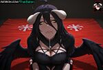 1girl 1girl 1girl 1girls ahoge ai_assisted ai_generated albedo_(overlord) bangs big_breasts black_dress black_hair black_wings breasts chromatic_abberation cleavage cum cum_drip cum_on_breasts cum_on_chin cum_on_face demon_girl demon_horns demon_wings dress eyebrows_visible_through_hair feathered_wings goth goth_girl hair_between_eyes hires horns long_hair looking_at_viewer monster_girl on_knees original overlord_(maruyama) patreon patreon_username piercing pleading sexually_suggestive smile stable_diffusion submissive submissive_female tagme thaisalon watermark wings yellow_eyes