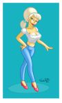 blonde_hair breasts cleavage high_heels lipstick lurleen_lumpkin navel super-enthused the_simpsons