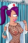 breasts erect_nipples fishnet_bodysuit futurama nurse_uniform see-through turanga_leela