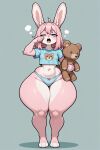 1girl 1girl ai_generated animal_ears anthro anthro_female anthro_focus anthro_only belly_button blue_eyes bottom_heavy bunny_ears bunny_girl crop_top cropped_shirt cub cute cute_female cute_girl female_anthro female_focus female_only furry furry_female furry_only holding_object huge_thighs medium_hair navel object_in_hand panties pink_fur pink_hair rubbing_eye rubbing_eyes shirt short_sleeves shortstack slim_waist small_breasts solo_female solo_focus t-shirt tagme teddy_bear thick_thighs tight_panties tired tired_eyes wide_hips yawn yawning young young_anthro young_female