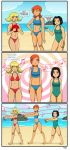  3_girls beach ben_10 big_breasts bikini breasts cleavage comic crossover dlobo777 gwen_tennyson hypnotic_audio hypnotic_music inspector_gadget jackie_chan_adventures jade_chan mind_control one-piece_swimsuit penny_gadget speech_bubble swimsuit text young younger younger_female zombie_walk 