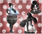 1girl 2017 anthro ass bear big_ass big_breasts blue_eyes blush breasts cleavage closed_eyes clothed clothing furry huge_breasts mammal marauder6272 model_sheet nipples nude panda shirt sideboob skirt smile