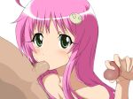  bad_id bad_pixiv_id blush cheek_bulge cute fellatio green_eyes group_sex handjob hentai_(1985) lala_satalin_deviluke looking_at_viewer multiple_penises oral peke pink_hair to_love-ru 