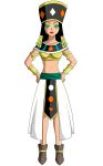  big_breasts black_hair brown_skin dannyjs611 dannyjs611_(artist) dragon_ball_super egyptian egyptian_clothes egyptian_headdress goddess gold_beads green_eyes headdress heles_(dbs) red_lipstick tanned_skin turquoise_eye_shadow turquoise_sash 