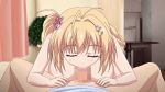  1boy 1girl ahegao animated anime baka_na_imouto baka_na_imouto_o_rikou_ni_suru_no_wa_ore_no_xx_dake_na_ken_ni_tsuite bed bedroom big_breasts blonde blonde_hair blush bottomless bouncing_breasts breasts brother_and_sister censored closed_eyes fellatio gif hana_mitsui hentai hetero incest loop mitsui_hana nude oral pov 