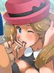 ash_ketchum bar_censor black_bra blush boris_(noborhys) bottomless bra cum cum_in_mouth fellatio gif looking_at_viewer oral pokemon pokemon_(anime) pokemon_xy porkyman satoshi_(pokemon) serena serena_(pokemon) shirt_lift