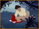 1_boy 1_female 1_girl 1_male 2003 all_fours black_hair breasts clothed disney hair helg_(artist) human/human long_hair lying male/female nipples nude outdoors prince_eric princess_ariel red_hair sex spread_legs tagme the_little_mermaid