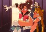  3_females 3_girls 3_humans ami_mizuno ass ass_up bishoujo_senshi_sailor_moon blonde_hair blush boots brown_hair clothed female female/female female_human female_only gloves hair human human/human human_only indoors kino_makoto leotard long_hair makoto_kino mizuno_ami multiple_girls sailor_jupiter sailor_mercury sailor_moon serafuku skirt skirt_lift standing trio tsukino_usagi twin_tails usagi_tsukino 