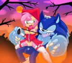 <3 1girl amy_rose anthro areola breasts clothed clothing cosplay domination duo erection female_domination furry halloween hedgehog holidays leash little_red_riding_hood_(copyright) male mammal nipples nude open_mouth outside penetration penis pussy reverse_cowgirl_position sega sex sonamy sonic_the_hedgehog sonic_the_werehog vaginal video_games