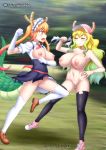 animal_tail bbmbbf big_breasts blush breasts dragon_tail kobayashi-san_chi_no_maidragon maid miss_kobayashi's_dragon_maid nipples palcomix pietro's_secret_club pussy quetzalcoatl_(dragon_maid) smile tail tohru_(dragon_maid)