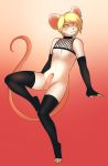  1girl 2017 anthro bdsm bdsm_gear blonde_hair blush box-cat clothing cute erection fishnet fur furry hair humanoid_penis legwear looking_at_viewer lynn_white male mammal mouse nipples penis rodent simple_background smile testicles tights uncut white_fur 