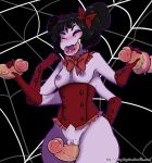 1girl anthro arachnid areola arnachy arthropod black_hair breasts clitoris clothing corset doughnut eating faceless_male food furry group group_sex hair handjob interspecies lingerie male mammal muffet nipples penis pussy sex spider thigh_sex undertale video_games