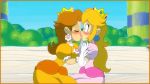 border deviantart kiss kissing princess_daisy princess_peach sakurakasugano sakusakupanic super_mario_bros. yuri