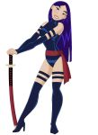  big_breasts breasts cosplay disney fa_mulan fusion glee-chan leotard marvel mulan psylocke psylocke_(cosplay) sword weapon x-men 