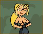 1girl artist_request big_breasts blonde_hair breasts bridgette_(tdi) edit female_only posing topless_female total_drama_island