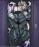 anthro arm_around_waist blush bulge clothing feline frottage furry holding_arm kissing konami leopard locker male male/male mammal metal_gear ner0 sex skinsuit snow_leopard tight_clothing uniform video_games