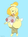 1girl 1girl 2017 animal_crossing anthro areola blush breasts canine dog eyelashes fishnet furry high_res iron-0xide isabelle_(animal_crossing) mammal nintendo nipples open_mouth pussy skullman777 tongue tongue_out video_games